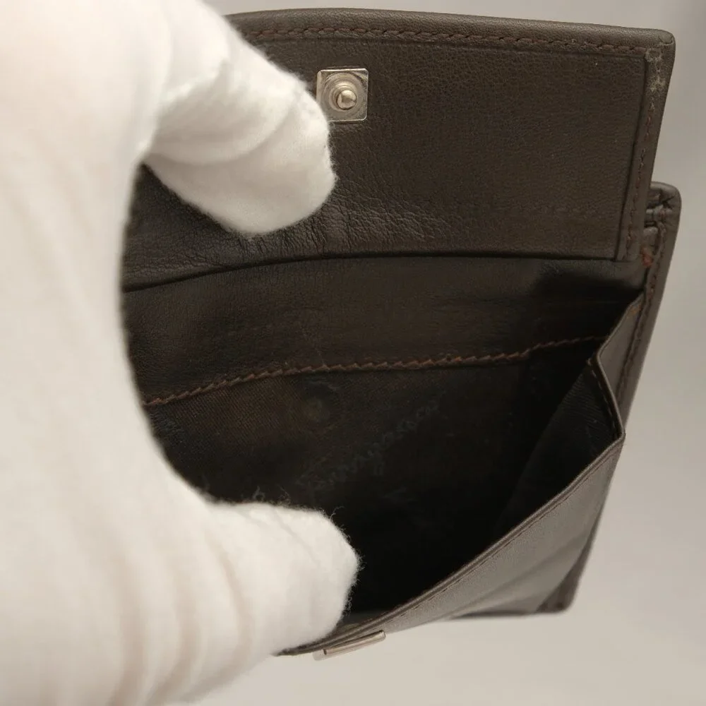 Ferragamo Smooth Leather Bifold Wallet, Dark Brown